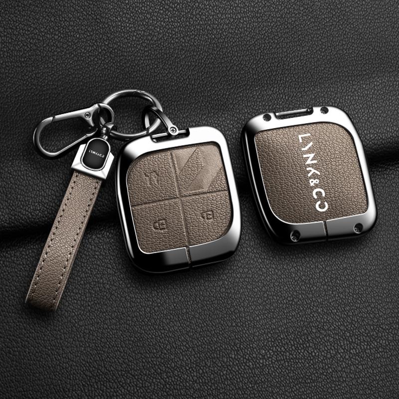 Suitable for Lynk&Co 08 2025 alloy leather car remote control key bag shell protective bag key chain accessories
