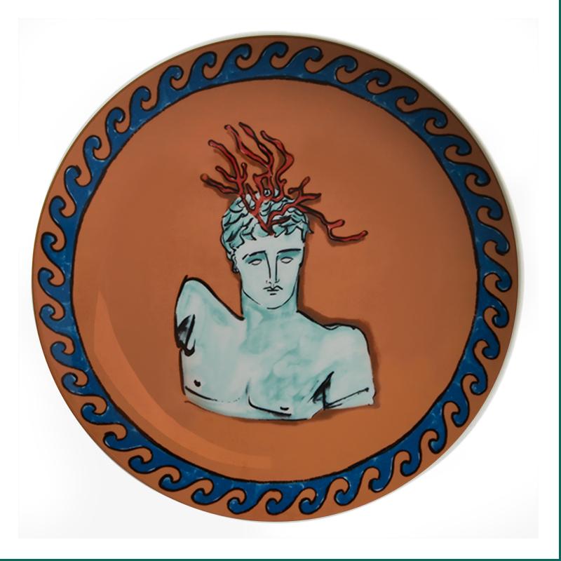 Italian Ginori 1735 Poseidon Tour Plate Ceramic Decorative Ornaments Dish Living Room Bedroom Background Wall Hanging Plate