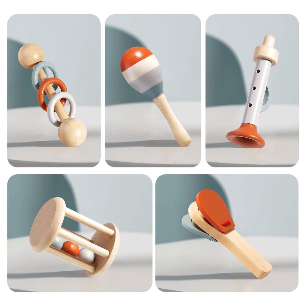 Wooden Infant Early Childhood Education Soothing Bed Bell Orff Cage Bell Baby Clutching Bell Rattling Musical Instrument Toy