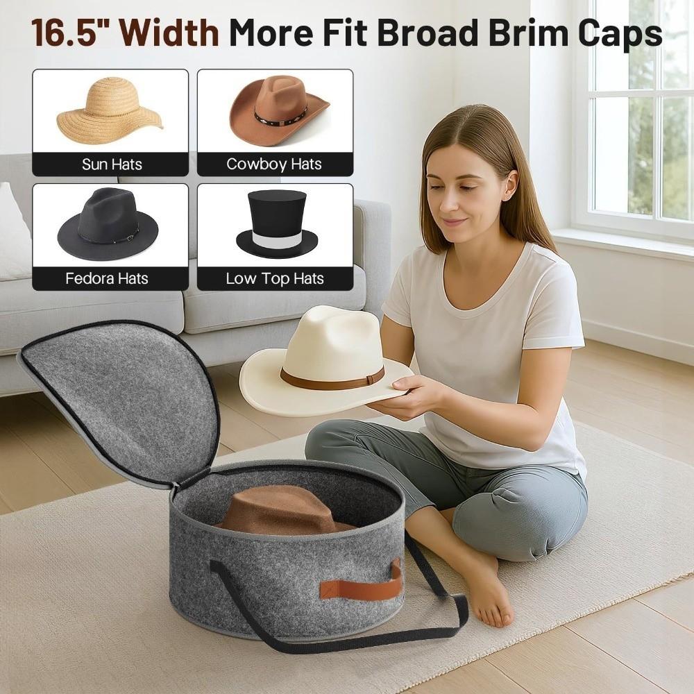 Felt Cloth Hat Box for Women Men Large Capacity Cowboy Hat Box New Wide Brim Hat Case for Travel