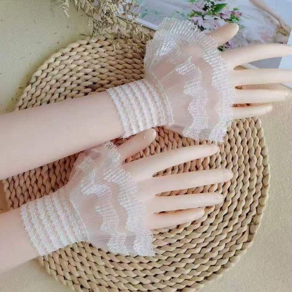 Cover Gloves Sweater Decorative Lace Cuffs Fake Sleeve Ruffles Elbow Sleeve Detachable Sleeve Cuffs