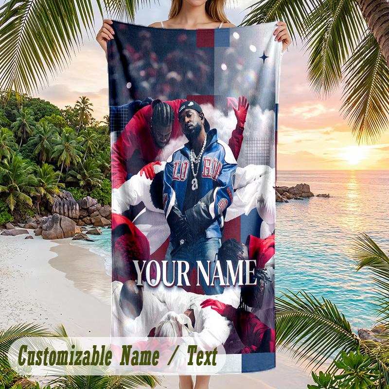 Kendrick Lamar Beach Towel, Personalized Custom Name Text, Quick Dry Large Absorbent Towel For Beach Pool