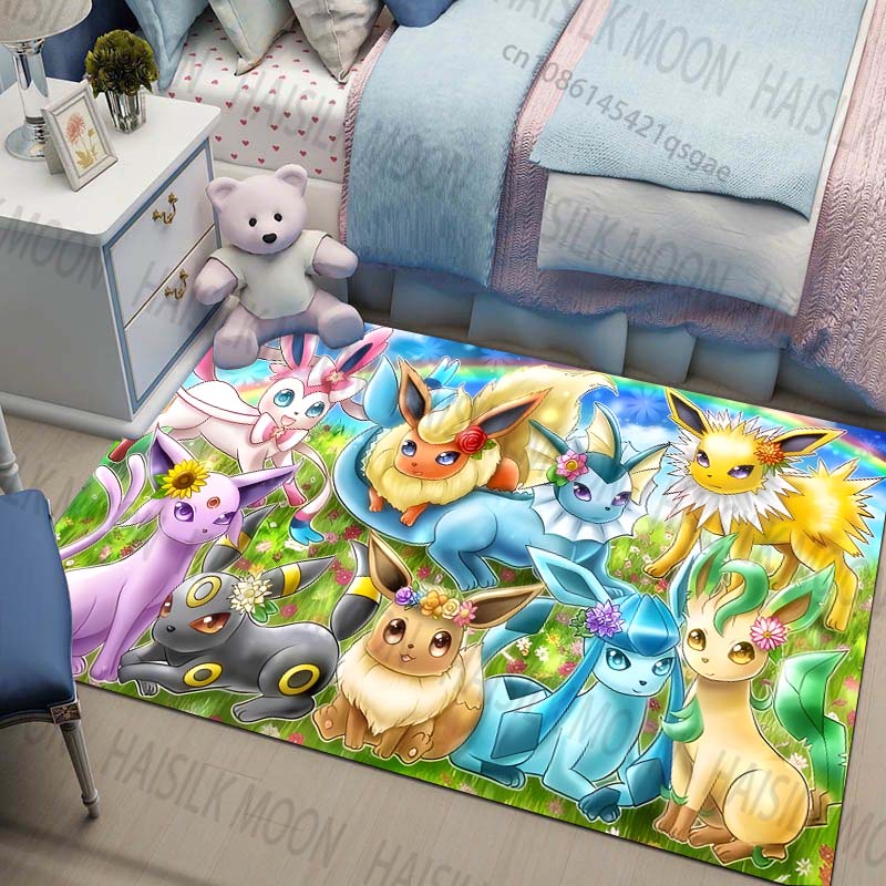 Multi-Sizes Pokemon All Eeveelutions Pattern Carpets for Living Rooms Play Mats Rugged Bedroom Decor Crawl Mats Luxury Gifts