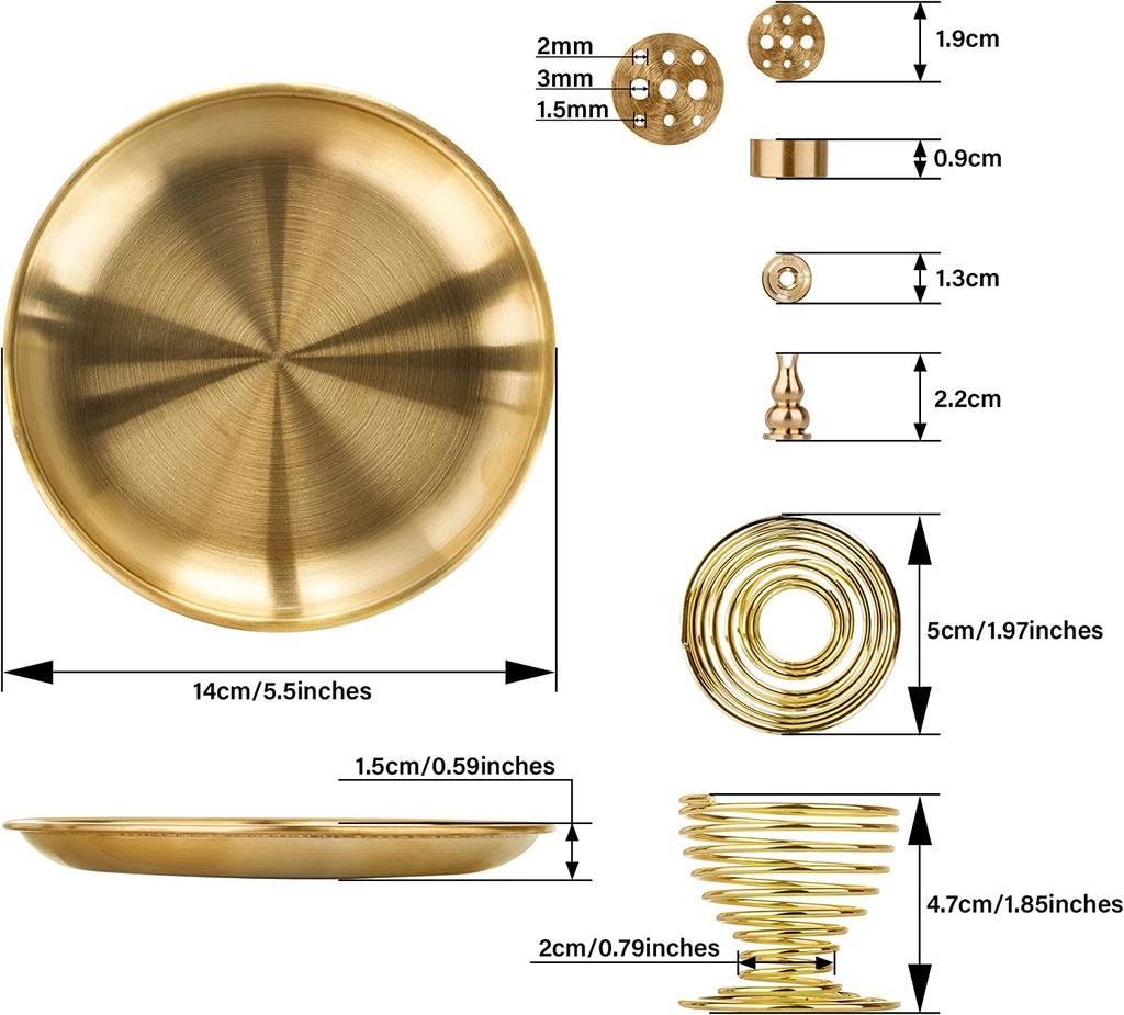 5 In 1 Metal Incense Burner Brass Incense Holder Palo Santo Holder Sage Holder Incense Tray Ash Catcher Home Decor