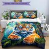 3Pcs Tiger Jungle Bedding Set Soft Fabric Duvet Cover Pillowcases Home Christmas Xmas Halloween Gift 1 Duvet Cover 2 Pillowcase G1228