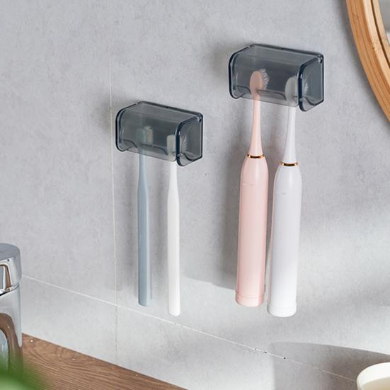 2 шт., настенный держатель для электрических зубных щеток, 2 слота, дизайн, автоматическая крышка, компактный органайзер для хранения зубных щеток