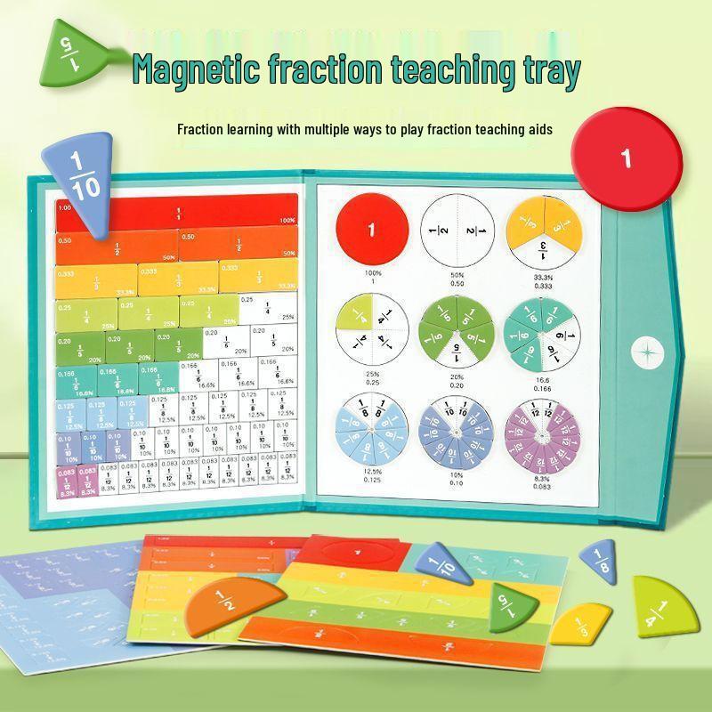 Magnetic Fraction Learning Board: 3rd Grade Math Aid for Teaching Numerators, Denominators, Addition, and Subtraction