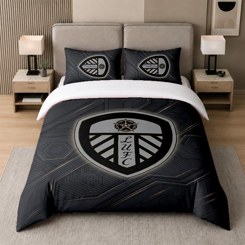 3Pcs Bedding SetLeeds United Soft Bed Sheet and Two Pillowcases Home Bedroom Decor