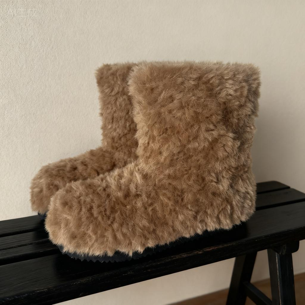 Женские большие размеры мягкие эластичные зимние теплые утепленные сноубутсы нескользящие износостойкие для улицы для отдыха спортивные плюшевые хлопковые ботинки