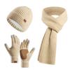 3Pcs/Set Ear Protection Women Hats Scarf Gloves Set Warm Touchscreen Gloves Knitted Hat  Outdoor