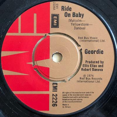 7-дюймовая пластинка GEORDIE - Ride On Baby EMI2226 EMI 1974 UK Рок Б/У