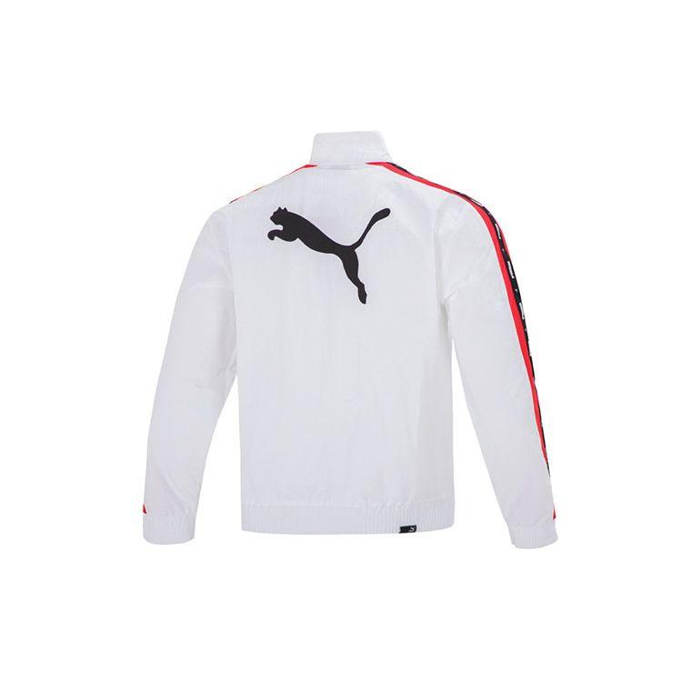 Puma Blocking Tape Woven Casual Sports Breathable Stand Collar Jacket Men Outerwear White 536780-02