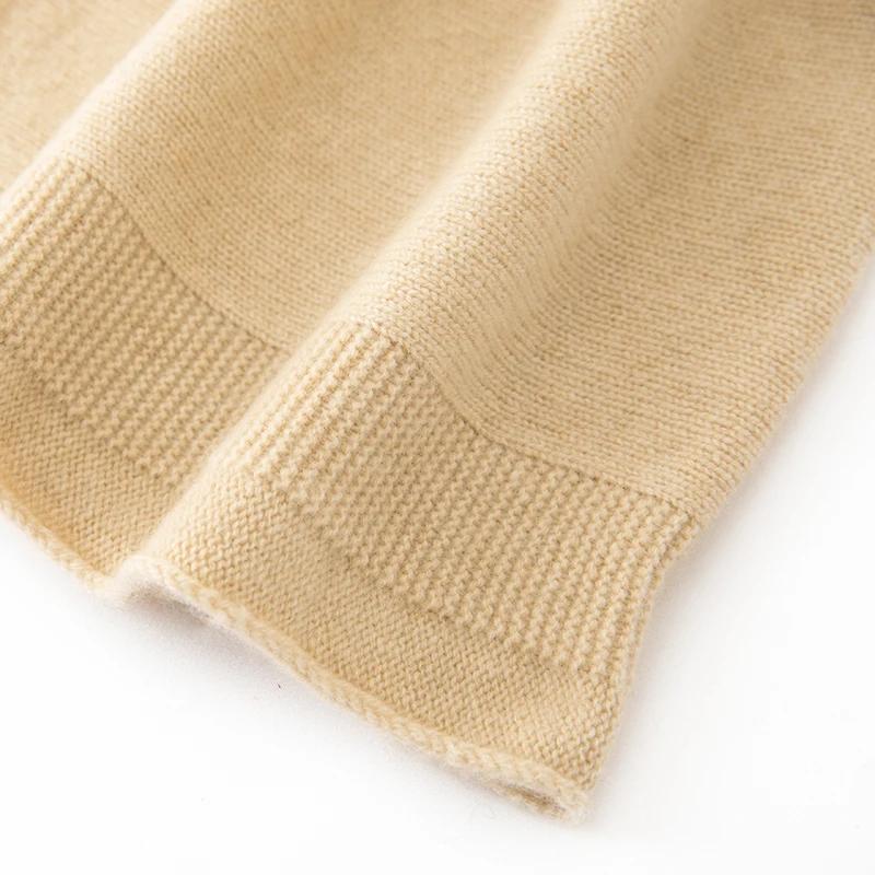 Женская шапка-бини из 100% чистого кашемира, однотонная, в рубчик, зимняя, теплая, мягкая, удлиненная шапка-чулок, аксессуар для холодной погоды