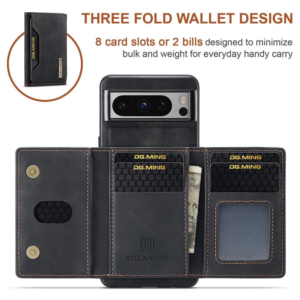 Leather Phone Case for Google Pixel 10 Pro XL 9a 9pro 8a 8 7a 7 6a 6 Powerful Magnetic Detachable Flip Card Holder Wallet Cover