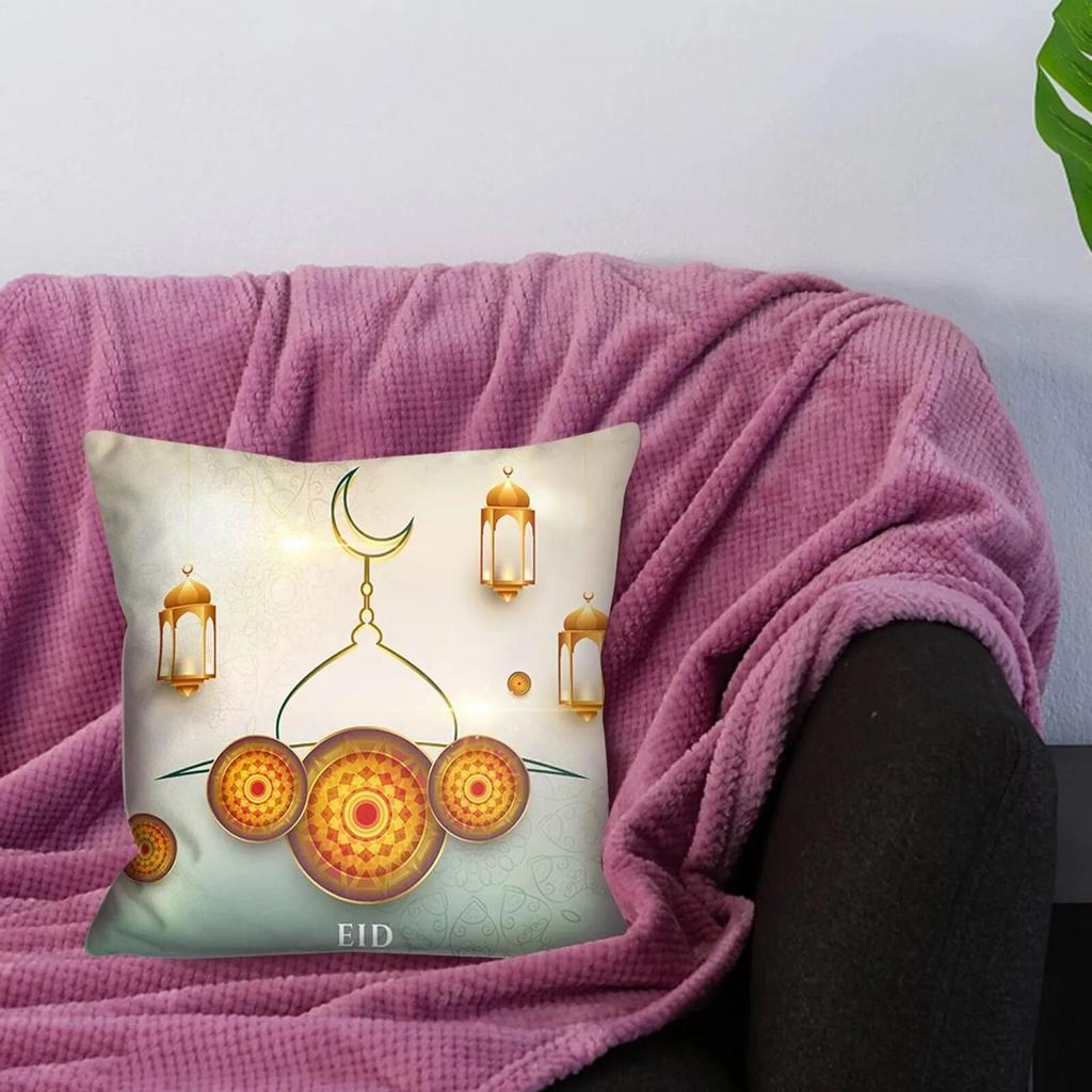 Ramadhan Decoration Eid Decorative Pillowcases Sofa Cushion Covers Bed Pillowcases Polyester Pillowcases Muslim Home Decor