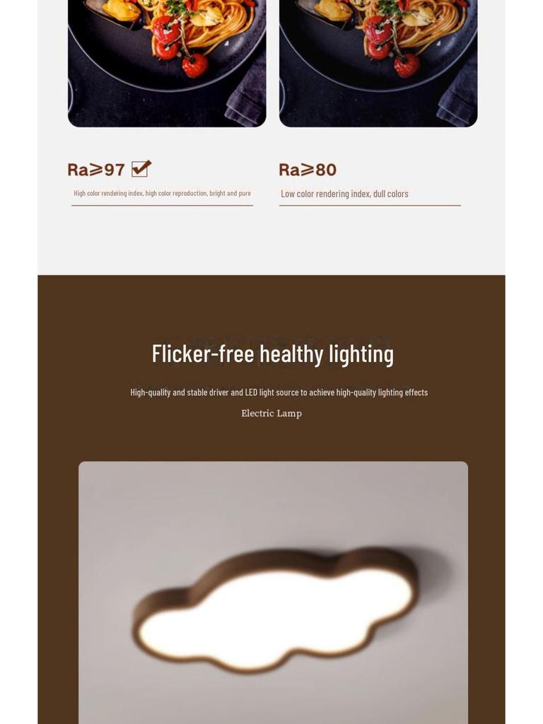 Nordic Style Walnut Solid Wood Ceiling Lamp for Living Room, Bedroom, Study - Eye Protection, Antique Finish