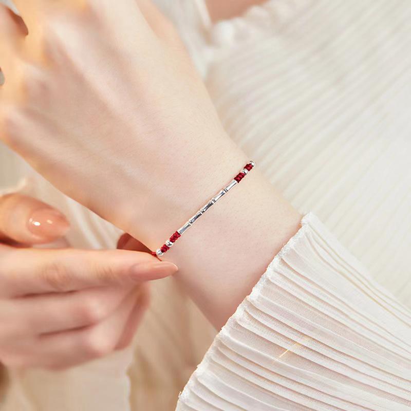 Lucky Bamboo Handmade Braided Red String Bracelet For Women Adjustable Wristband For Best Friends Lovers Gifts