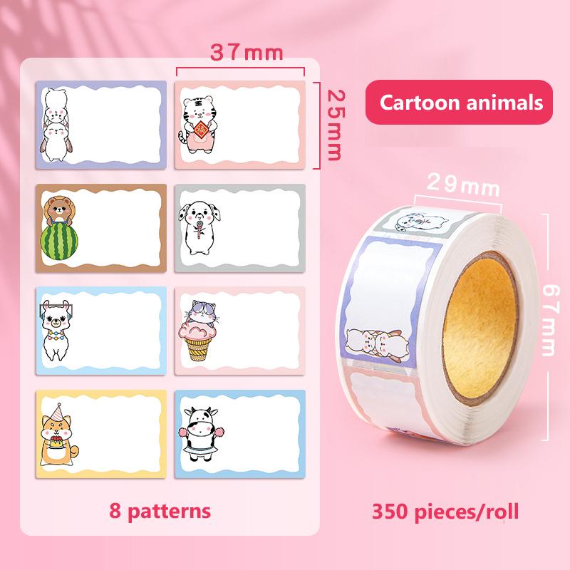 350 Sheets/Roll Cartoon Name Stickers Water Cup Stickers Waterproof Classification Labels Sticky Note Stickers Stationery
