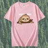 Summer Round Neck Cute Cartoon Sloth Pattern Printed Top Fashionable Casual Pure Cotton Short Sleeved Men's and Women's Unisex T-shirts