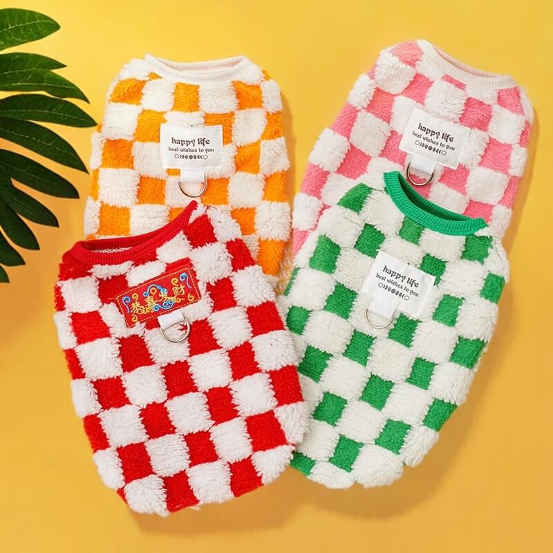 Autumn and Winter Pet Dog Dog Cat Clothes Accessories Checkerboard Teddy Than Bear Baby Clothes Small and Medium Dog Corgi