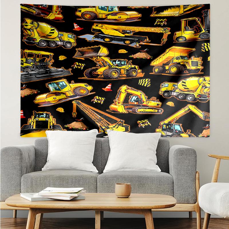 excavator Print Tapestry, Backdrop, Easy Setup, Ideal for Bedroom, Office & Living Room, with Aesthetic Wall Hanging Decor.