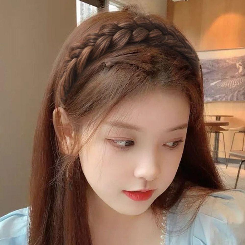 Регулируемая плетеная повязка на голову для волос Золотая/Коричневая/Черная Ручная работа Женщины