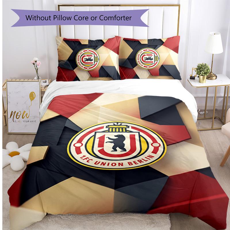 Union Berlin FC Printed 3PCS Bedding Set Breathable Duvet Cover with Pillowcases Decorative Bed Linen for Bedroom Home