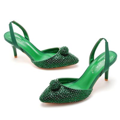 7 см Стразы Туфли-лодочки с острым носком Стразы Шарики Бусины Тонкий каблук Сандалии Большой размер Свадебная обувь Невеста Свадьба Женская обувь