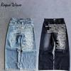 RogueWave Y2K Jeans Vintage American Pattern Letter Jeans Streetwear Gothic Harajuku Hip Hop Men Women Fashion Casual Wide Leg Jeans