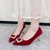 Fashion 2024 New Spring Women's Shoes Temperament Chinese Xiuhe Diamond Pointed Fashion Fine with Bridal Wedding Shoes Dress Shoes