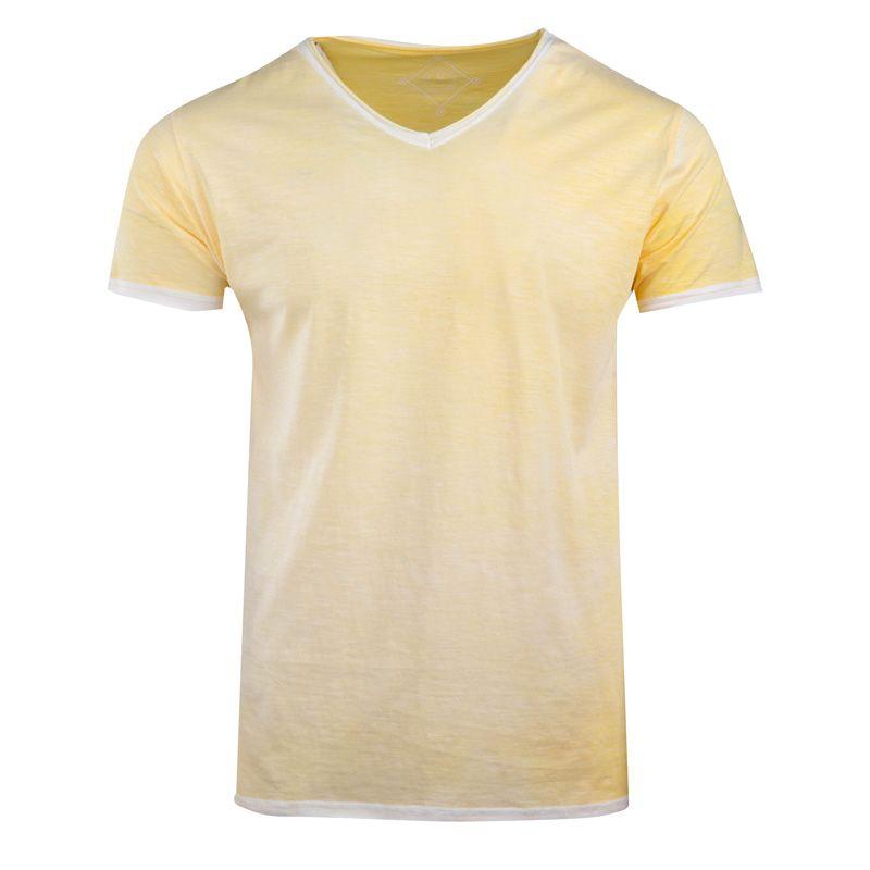 Мужская однотонная футболка с V-образным вырезом выцветшего цвета BLAGGIO