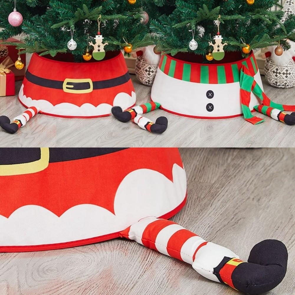 Santa Claus Christmas Tree Skirts Snowflakes Xmas Tree Collar Christmas Tree Bottom Cover Office
