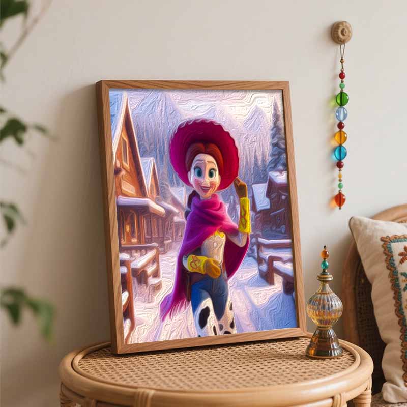 Disney DIY Oil Painting Kits Jessie Winter Snow Scene Hand Painting Home Decor Craft Gift Ideas Canvas Wall Art Paint By Numbers Set