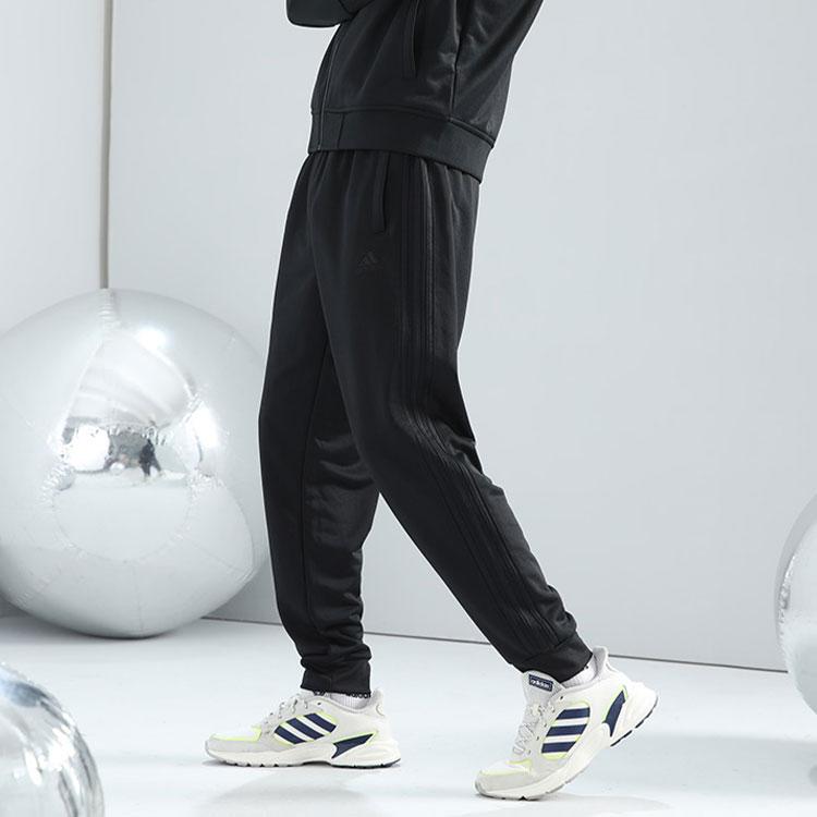 adidas Полосатая куртка с воротником-стойкой и штаны с манжетами в полоску, повседневный спортивный комплект для мужчин, черный цвет TR30JR-BB+TR30P1R-BB