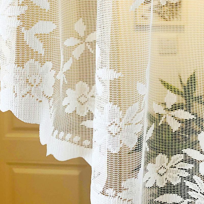 1 шт. прозрачные кружевные вышитые короткие шторы для карниза с карманом на верхнее окно, треугольная марля, домашний декор в деревенском стиле, жаккардовые цветы