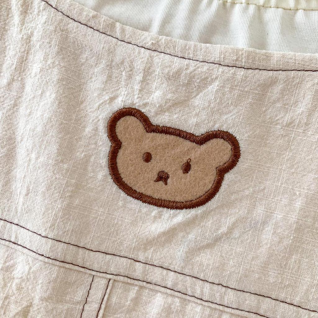 Unisex Baby Bear Denim Romper - Summer Snap Crotch Crawling Suit