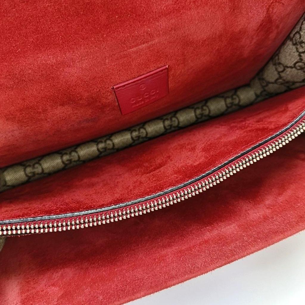 [Pre-Owned] Dionysus Chain Tiger Head Buckle Logo Canvas And Leather Shoulder Bag Small - Good #HGOV2H