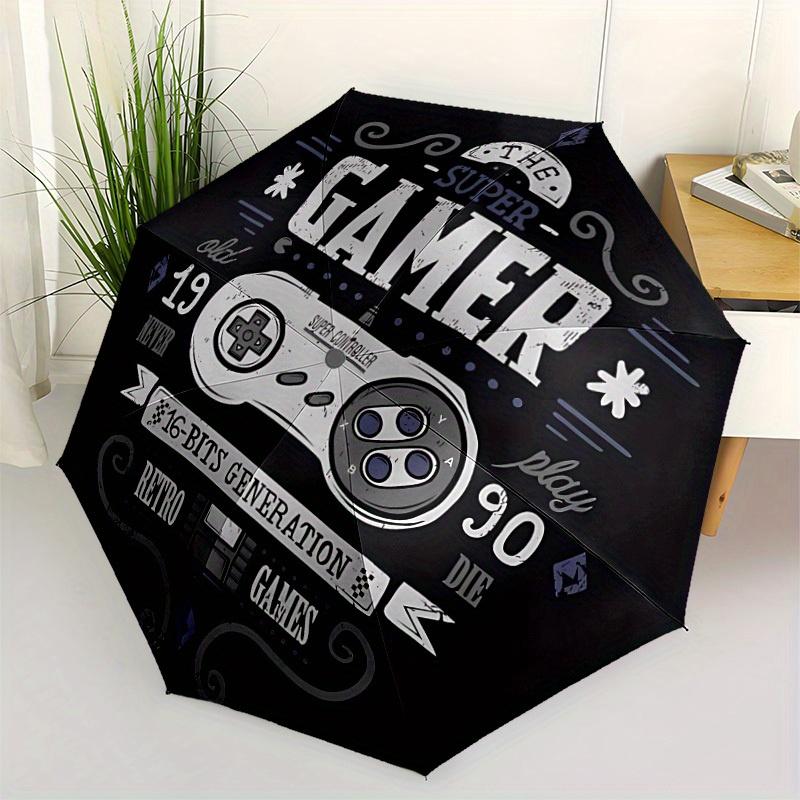 1pc Super Gamer Automatic Folding Umbrella - Lightweight, Retractable Design with 8-Rib Durability, Perfect for Outdoor Adventures171