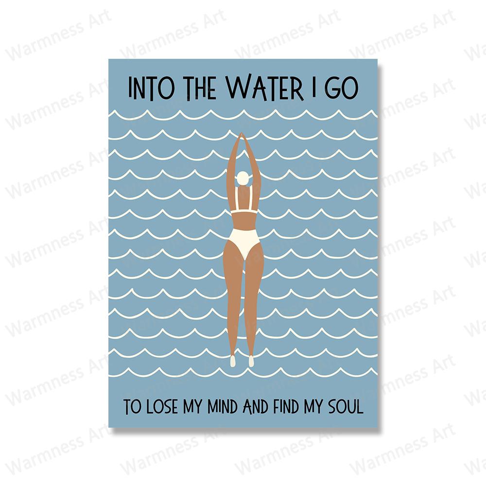 Минималистские плакаты для плавания, абстрактные картины на холсте, принты с цитатами «Lose My Mind», настенные художественные картины для декора гостиной