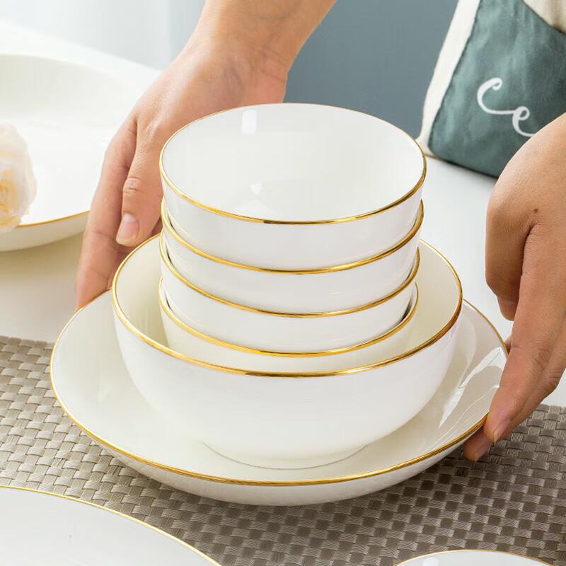 Керамическая суповая ложка Jingdezhen в скандинавском стиле с золотым ободком