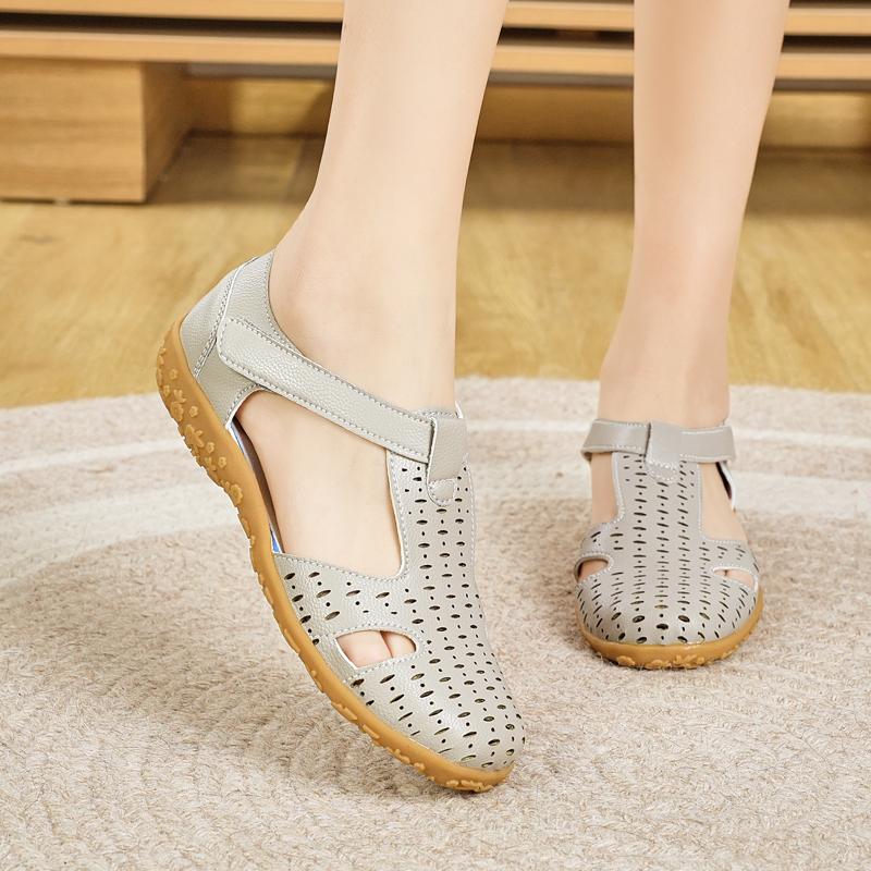 Женские сандалии летние Мэри Джейн пляжные туфли на плоской подошве с закрытым носком повседневные мягкие прогулочные сандалии большого размера