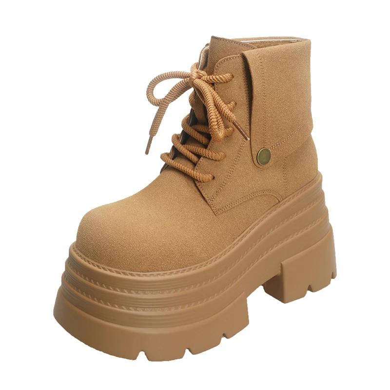 10 см Новые женские ботильоны 2024 года, осенне-зимние теплые панк-ботинки с мехом, повседневные кожаные короткие ботинки на массивной платформе Bota Mujer