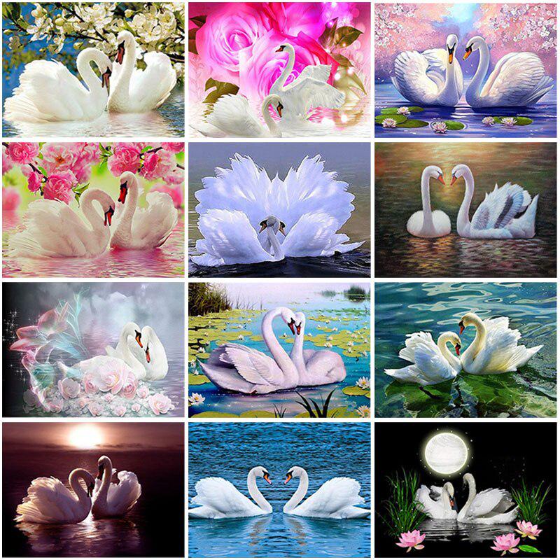 Лебедь DIY 5D алмазная живопись вышивка крестом полный круглый горный хрусталь мозаика животные Алмазная вышивка ручной работы искусство домашний декор