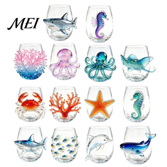 Ocean Style Bar Accessory Octopus Stemless Wine Glass, 3D Marine Animal Printed Themed Glassware Borosilicate Glassware, for Cocktails And Home Unique