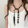 Multicolor Cloth Chain Necklace Strip Bohemian Choker Unique Wood Bead Necklace  Male