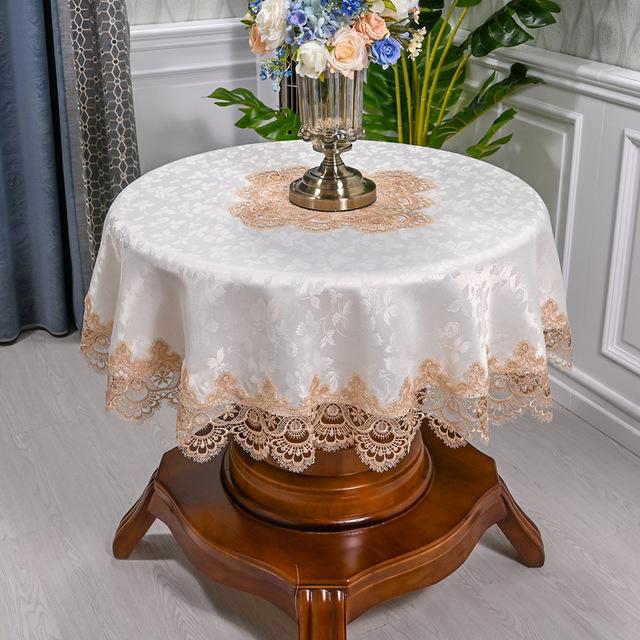 Круглая скатерть, кружевная скатерть для домашнего обихода, чехол для обеденного стола, европейский вышитый цветок, тканевый коврик для стола, чехол от пыли