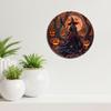 1pc, 2d Round Aluminum Flat Sign (8x8 Inches), Witch Theme Office Home Door Decoration, Home, Apartment, Dining Room