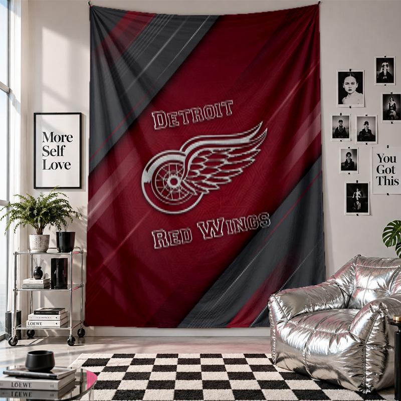 Настенный гобелен Detroit Red Wings Домашний декор Настенное полотно для спальни гостиной Фон