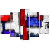 Five Piece Picture Canvas Print Abstraction Blue Red
