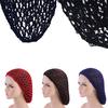 Womens Mesh Hair Net Crochet Cap Solid Color Snood Sleeping Night Cover Turban